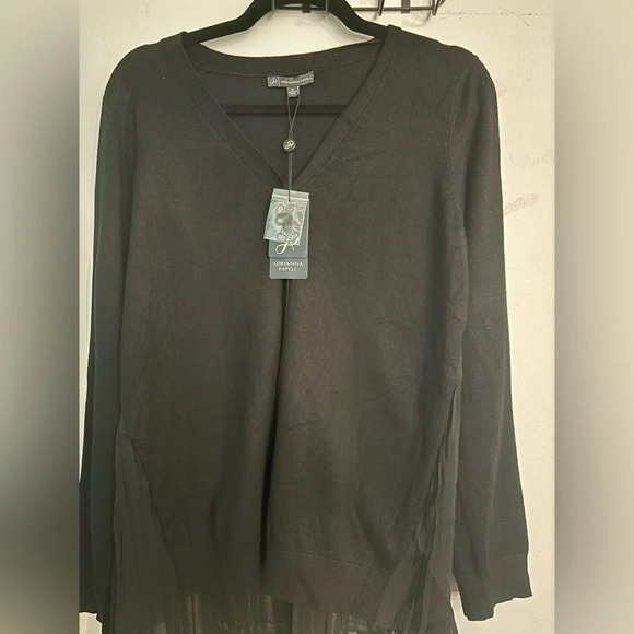 Adrianna Papell Sweater with chiffon pleated back! NWT size M. - Picture 1 of 5